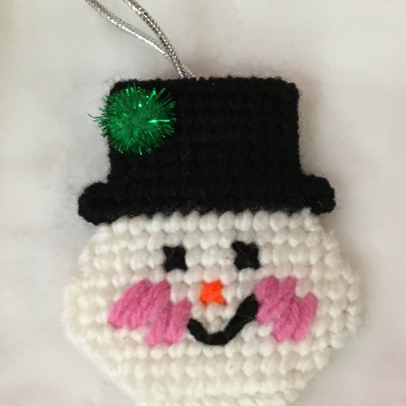 Crochet Snowman Ornament with Black Hat - Picture 1 of 1